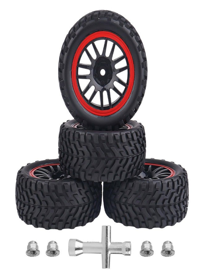 AllinRC 12mm Hex Wheels & Rubber Tires OD 2.52" Pre-Glued for Traxxas 4 Tec 2.0 1/18 Latrax Teton Tamiya TT02 Redcat Lightning EPX HSP Flying Fish Kyosho HPI MST RC 1/10 On-Road Drift Car (Type 2) - Image 1